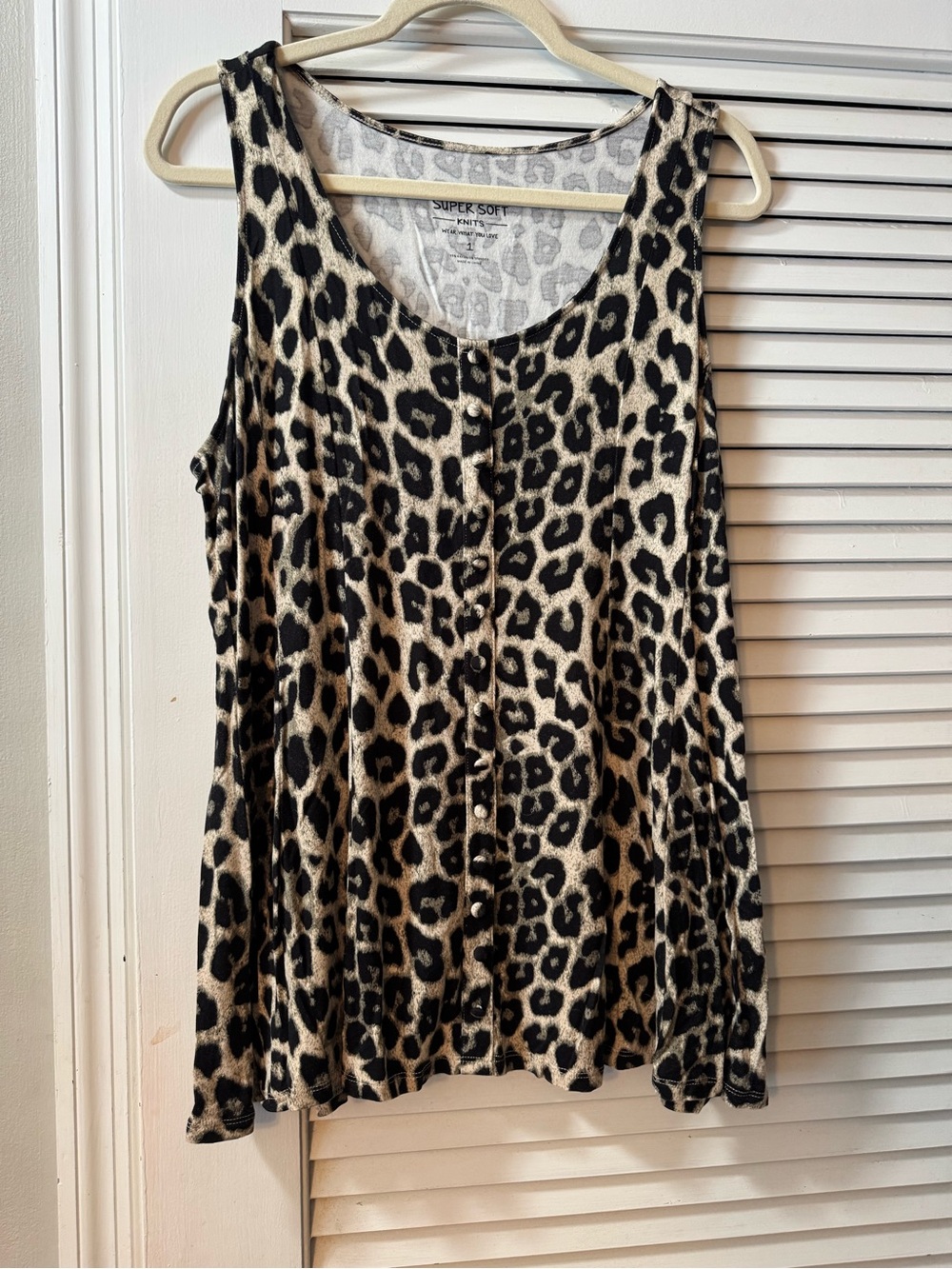 torrid Leopard Print Button-Front Tank Top - Black & Cream